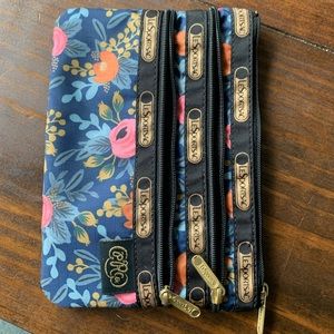 Lesportsac & rifle paper co makeup bag in navy floral